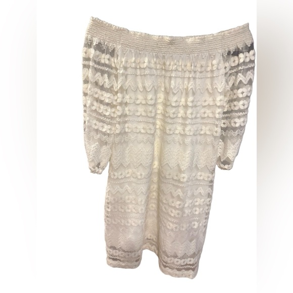 Trina Turk hoku embroidery lace off shoulder mini dress size M - Picture 8 of 13